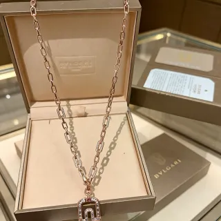 Bvlgari स्वर्ण पारदर्शी गुलाब Pavé-Set हीरे माला