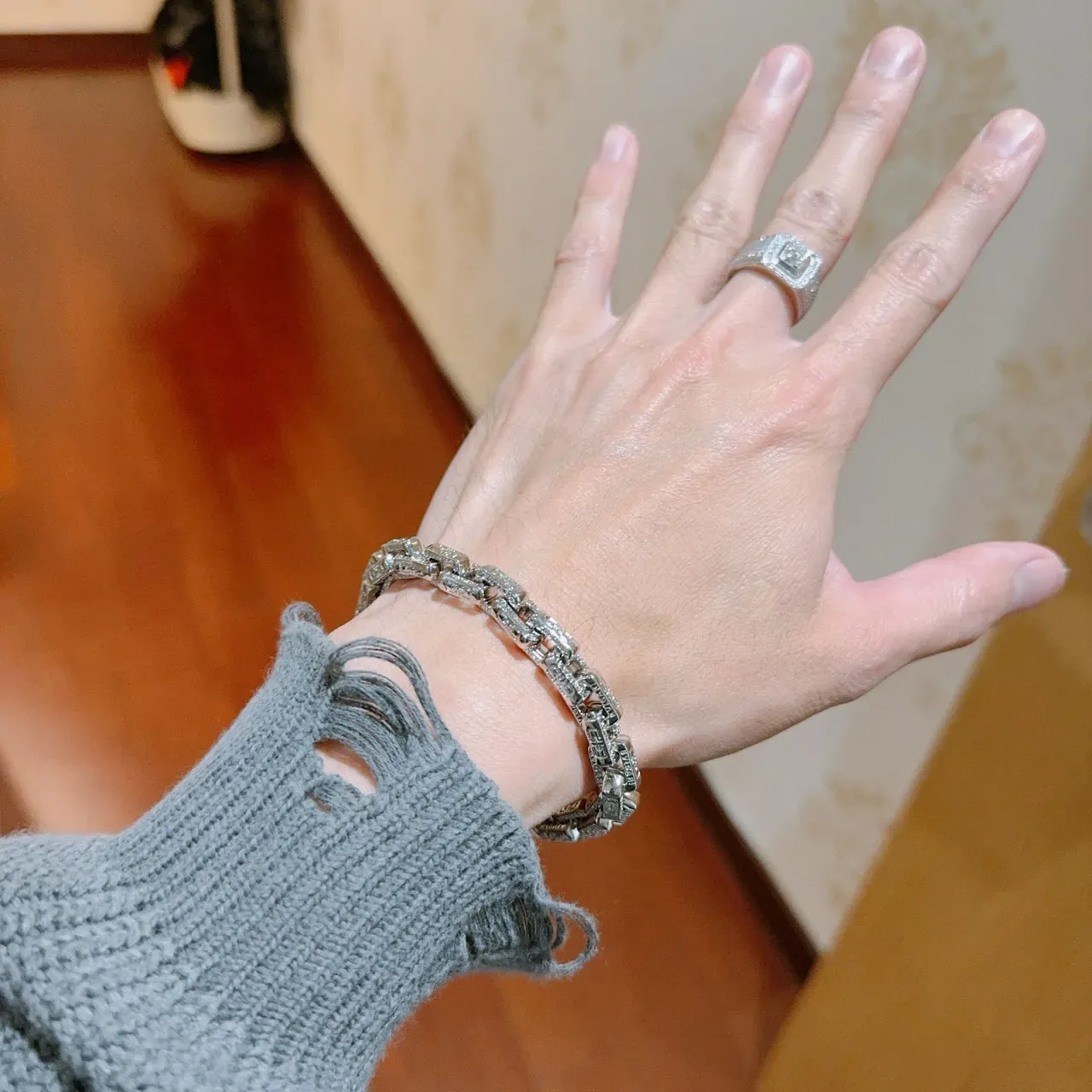 Bvlgari Pavé-Set Geometric Link Bracelet 3