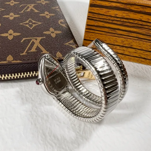 Bvlgari Serpenti Teardrop Diamond Bezel Silver Mechanical Watch 2