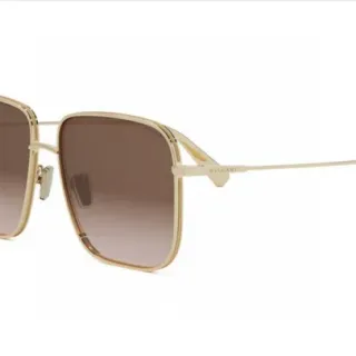 Bvlgari Square Frame Gold-Tone Brown Gradient Sunglasses