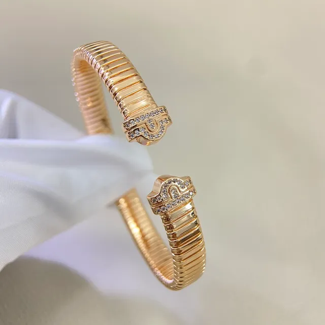 Bvlgari Tubogas bracelet or jaune or blanc Pavé pierre fermoir bracelets 2