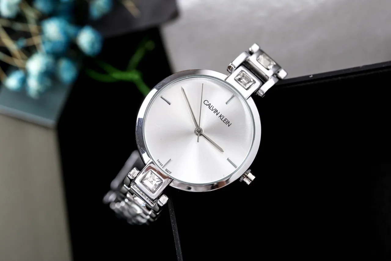Calvin Klein Silver White Minimalist Crystal-Accented Bracelet Quartz Watch 4