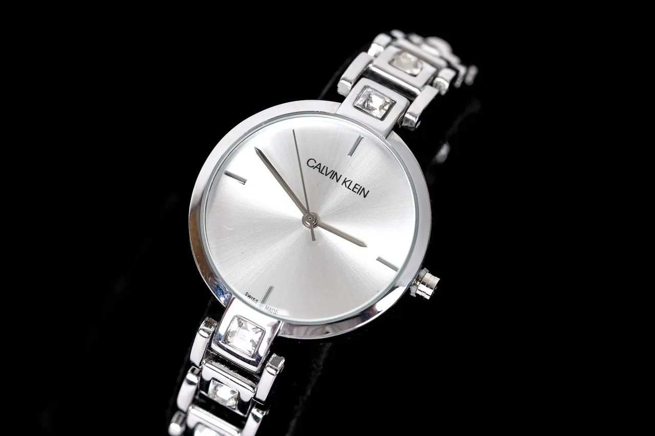 Calvin Klein Silver White Minimalist Crystal-Accented Bracelet Quartz Watch 5