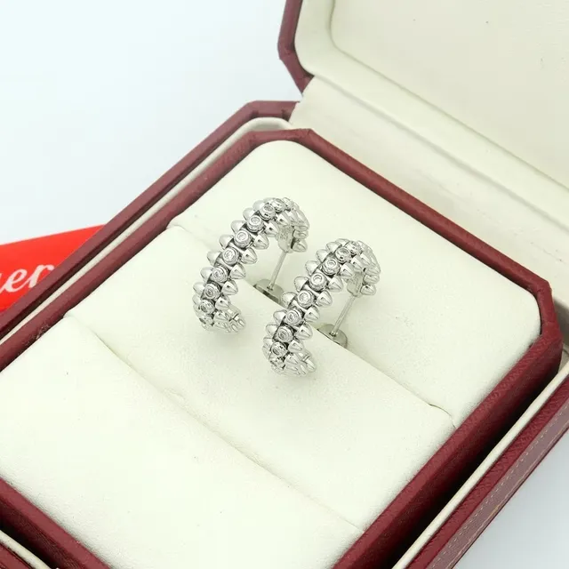 Cartier Brincos de Ouro e Prata com Motivo Pavé-Set de Contas 4