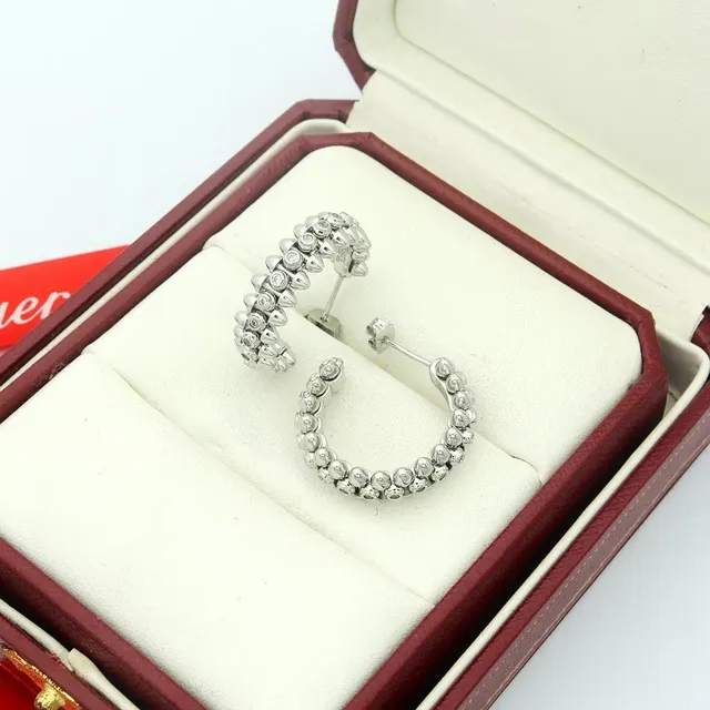 Cartier Brincos de Ouro e Prata com Motivo Pavé-Set de Contas 5