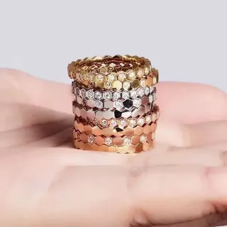 Cartier Juste un Clou Hexagonal Pavé Stackable Rings