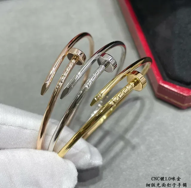 Cartier Juste un Clou Polished Nail Motif Open Bangle Bracelets 7