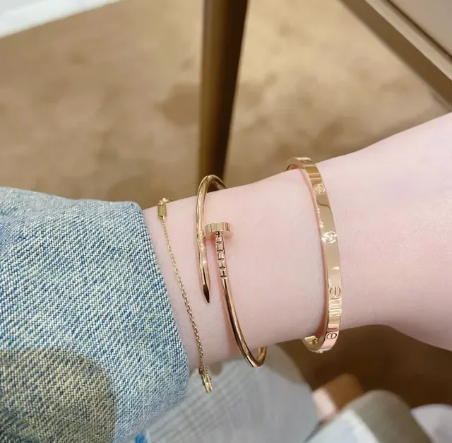 Cartier Juste un Clou Polished Nail Motif Open Bangle Bracelets 9
