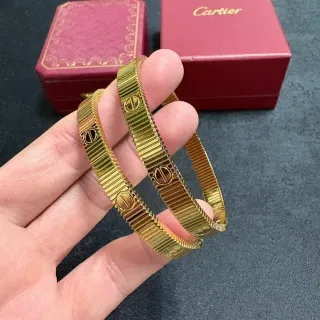 Cartier Juste un Clou Ribbed Gold-Tone Rigid Bracelets