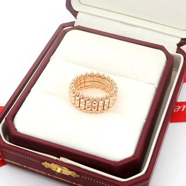 Bague Cartier Juste un Clou Or Rose Pyramide Picotée 6