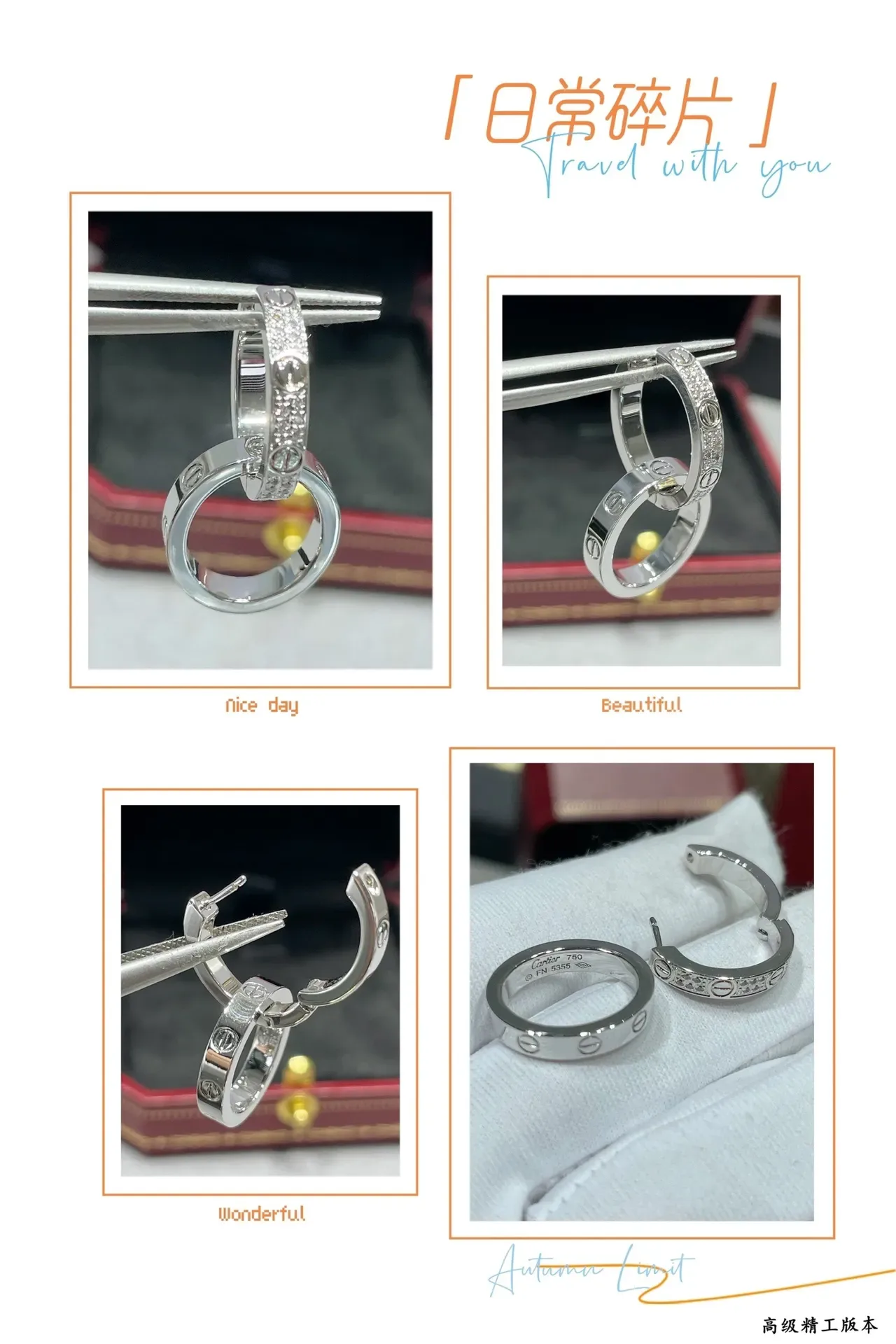 Cartier Juste un Clou Boucles d'oreilles Or et Argent Anneaux Interlocking Doubles Diamants Pavé 2