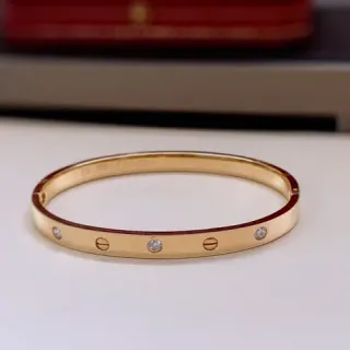 Cartier Love Bracelet Yellow Gold Diamond Red Enamel Bracelet