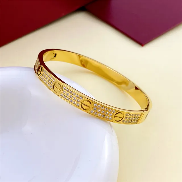 سوارة Cartier Love ذهبي فضي Pavé-Set نمط المسمار 2
