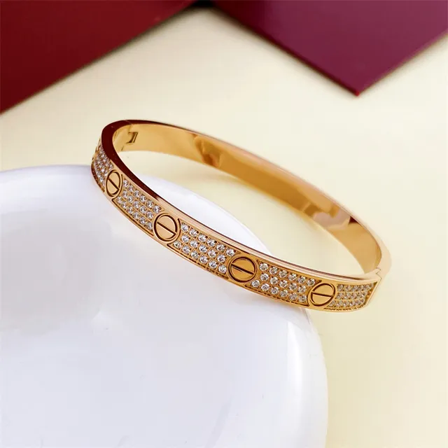 سوارة Cartier Love ذهبي فضي Pavé-Set نمط المسمار 3