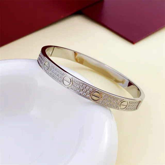 سوارة Cartier Love ذهبي فضي Pavé-Set نمط المسمار 4