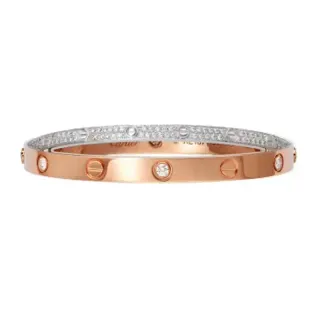 Cartier Love Rose Gold Pavé Diamond Screw Motif Bracelet