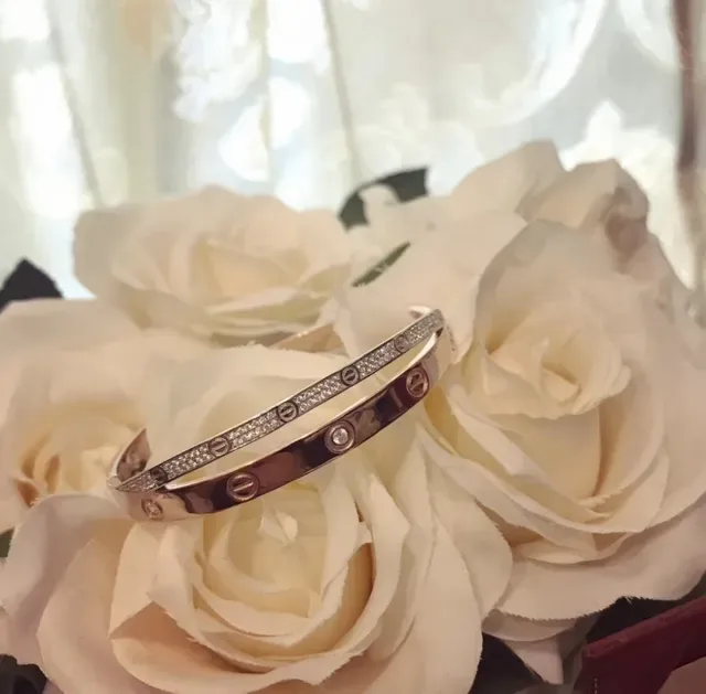 Bracelet Cartier Love Or Rose Diamants Pavé Motif de Vis 5