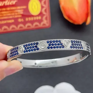 Cartier Love-Style Pavé Sapphire and Diamond Heart Motif Bracelet