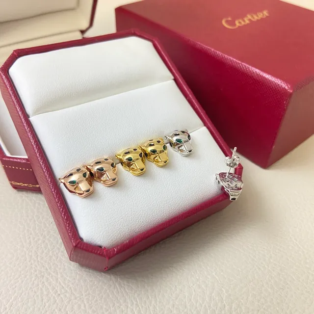 Cartier Panthère সোনা সবুজ প্যান্থের হেড মোটিফ এনামেল স্পট ডিটেইলিং ব্রেসলেট 3
