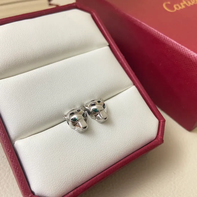 Cartier Panthère সোনা সবুজ প্যান্থের হেড মোটিফ এনামেল স্পট ডিটেইলিং ব্রেসলেট 5
