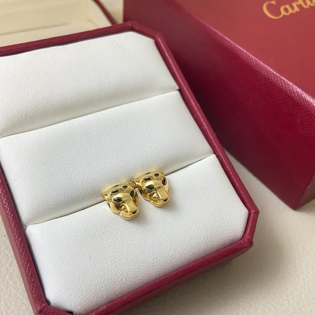 Cartier Panthère সোনা সবুজ প্যান্থের হেড মোটিফ এনামেল স্পট ডিটেইলিং ব্রেসলেট 6