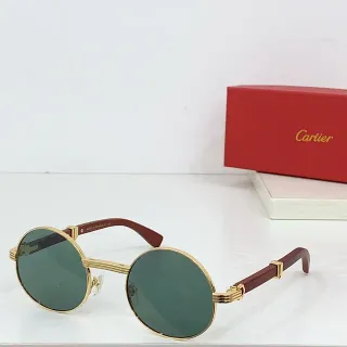 Cartier Round Gold and Brown Acetate Sunglasses