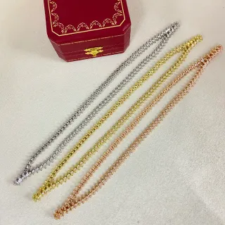 Cartier Spiky Motif Silver Gold Spiked Link Pavé-Set Necklace