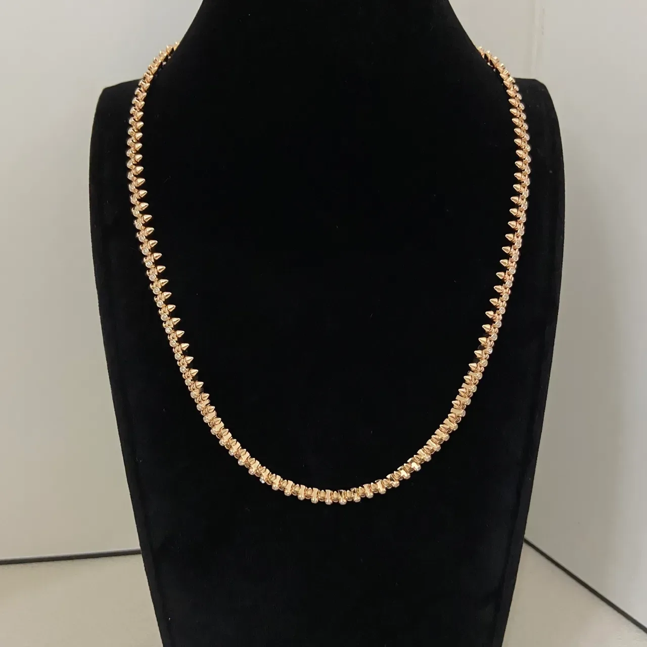 Cartier Spiky Motif Silver Gold Spiked Link Pavé-Set Necklace 3