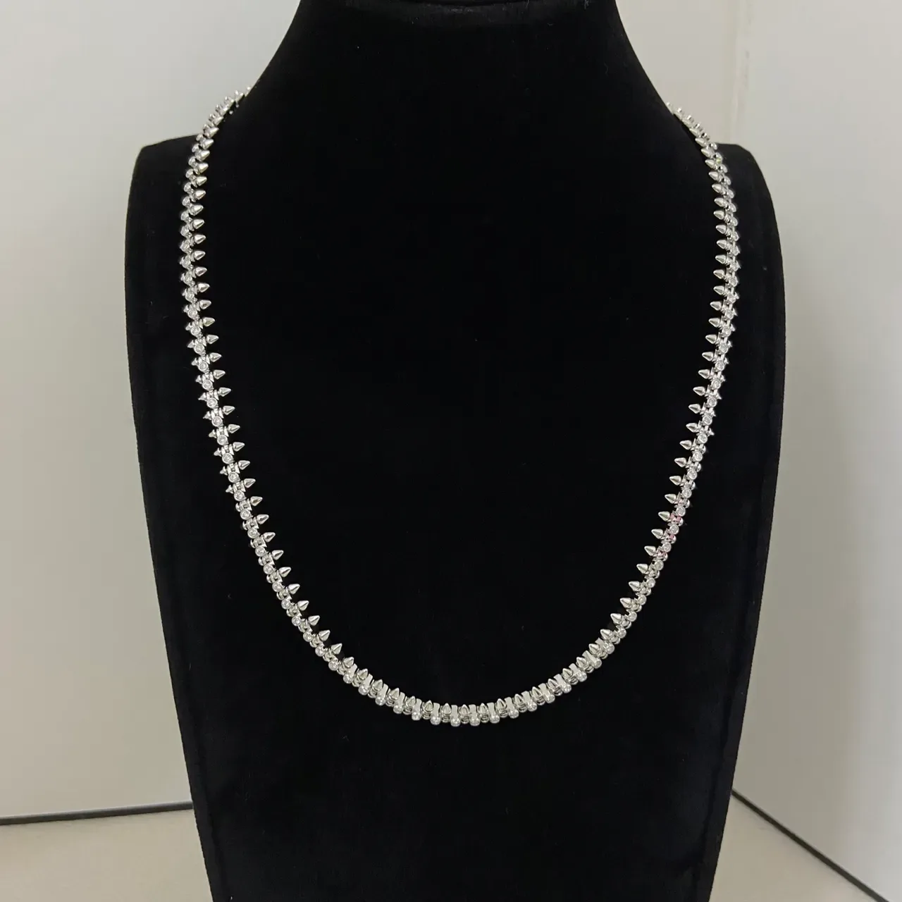 Cartier Spiky Motif Silver Gold Spiked Link Pavé-Set Necklace 5