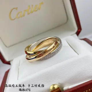 Cartier Trinity Gold Silver Triple-Interlocking Bands Pavé Diamond Band Ring