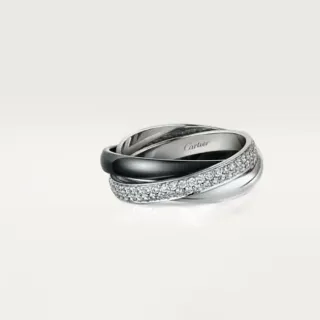 Cartier Trinity Pavé Diamantes y Esmalte Negro Anillo