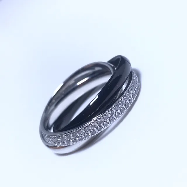 Cartier Trinity Pavé Diamond and Black Enamel Ring 2
