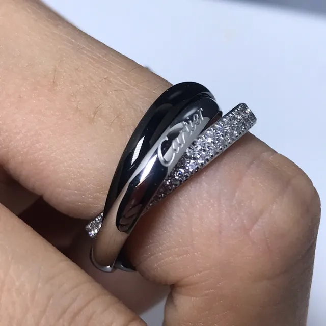 Cartier Trinity Pavé Diamond and Black Enamel Ring 3