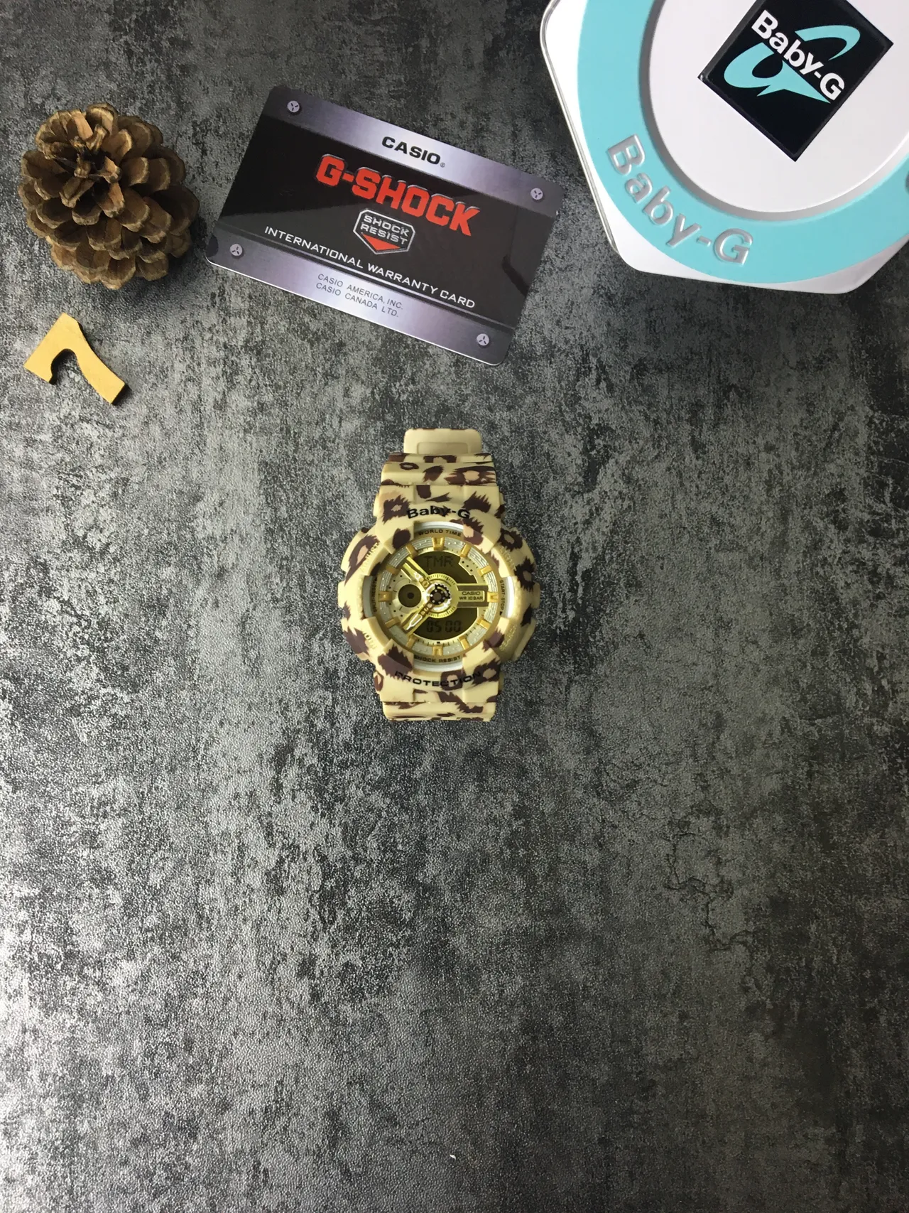 Casio Beige Brown Leopard-Print Resin Case Gold-Tone Hardware Watch 2