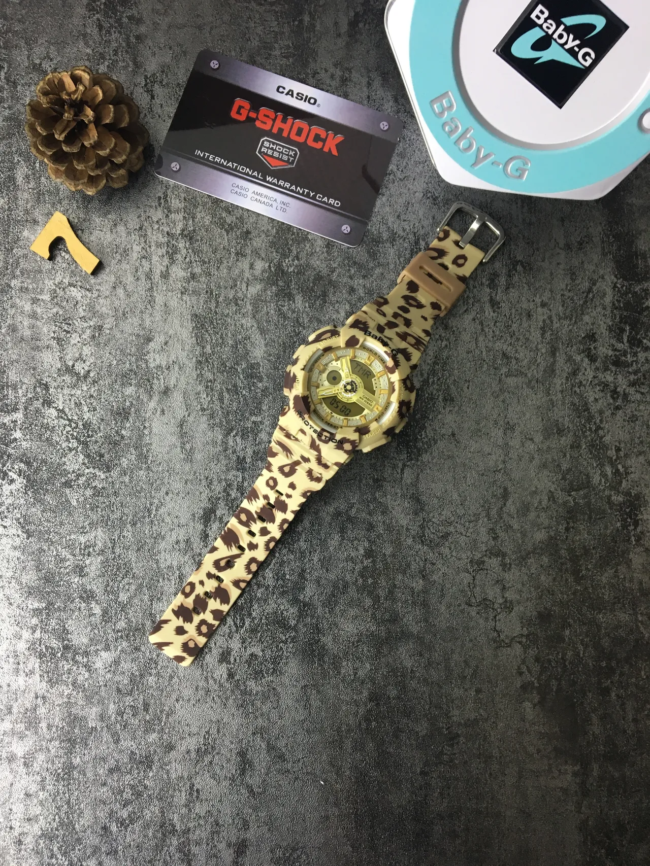 Casio Beige Brown Leopard-Print Resin Case Gold-Tone Hardware Watch 6