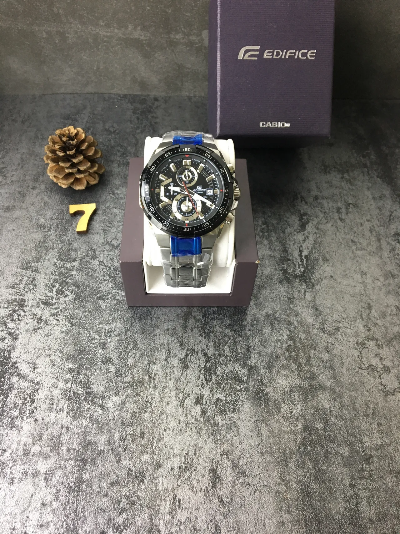 Casio أسود أزرق كرونوغراف تاخيميتر إطار ساعة 2