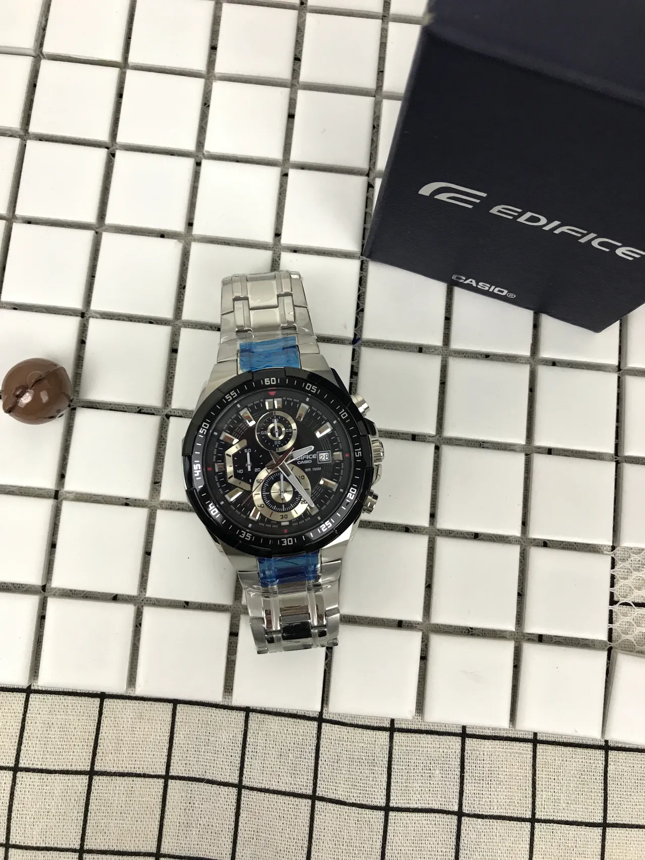 Casio أسود أزرق كرونوغراف تاخيميتر إطار ساعة 8