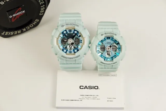 Casio Blue White Resin Case Layered Analog-Digital Dial Watch 4