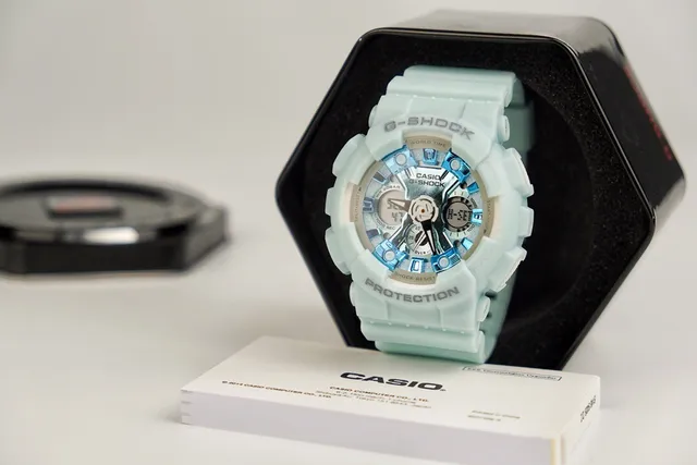 Casio Blue White Resin Case Layered Analog-Digital Dial Watch 5