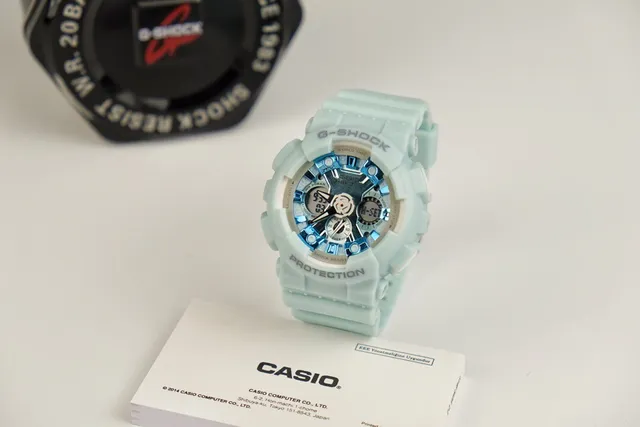 Casio Blue White Resin Case Layered Analog-Digital Dial Watch 6