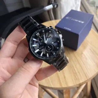 Casio EDIFICE كرونोغراف توقيت عالمي أسود ساعة رياضية