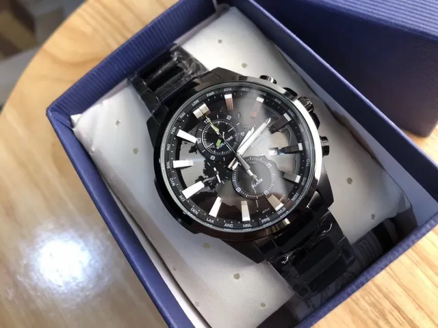 Casio EDIFICE كرونोغراف توقيت عالمي أسود ساعة رياضية 5