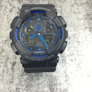 Casio G-Shock GA-100 Black and Blue Sports Watch