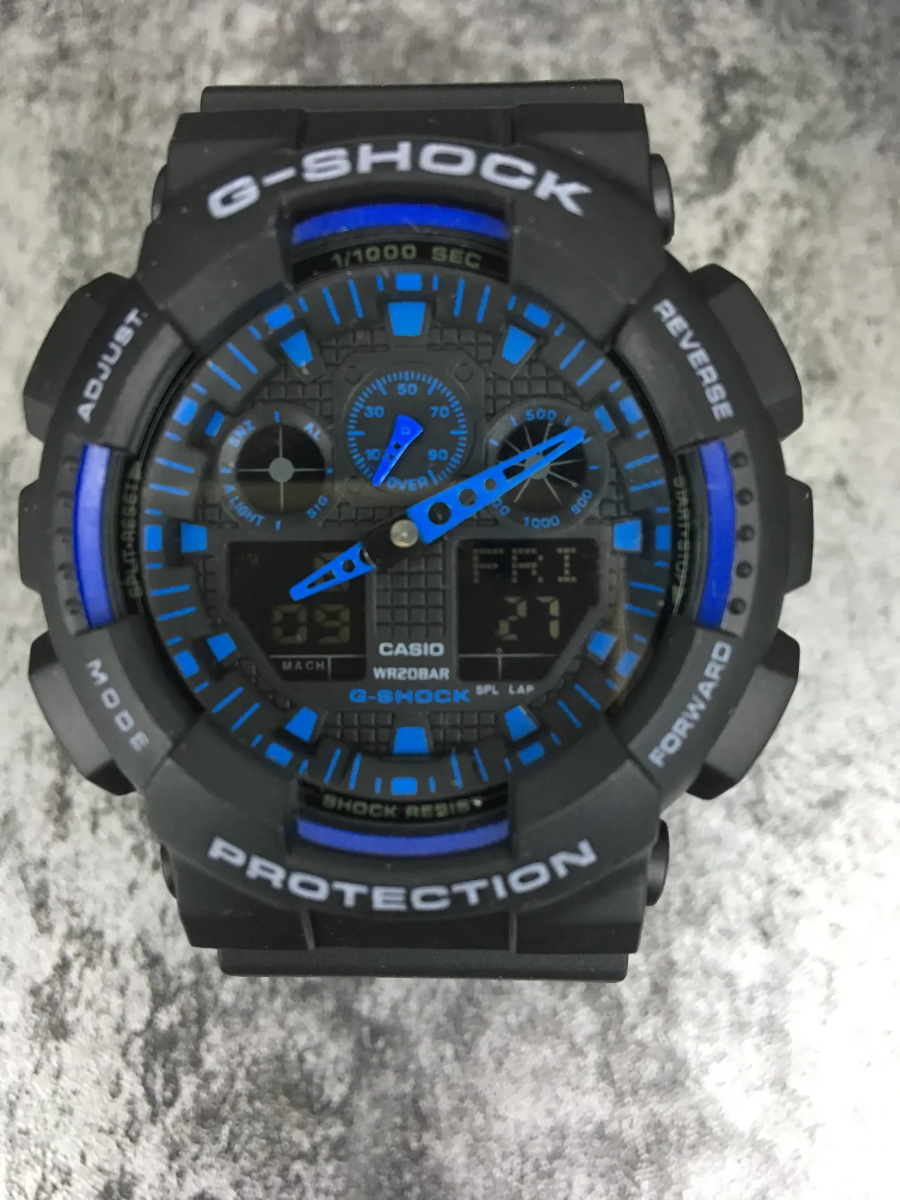 Casio G-Shock GA-100 Preto e Azul Relógio Esportivo 2