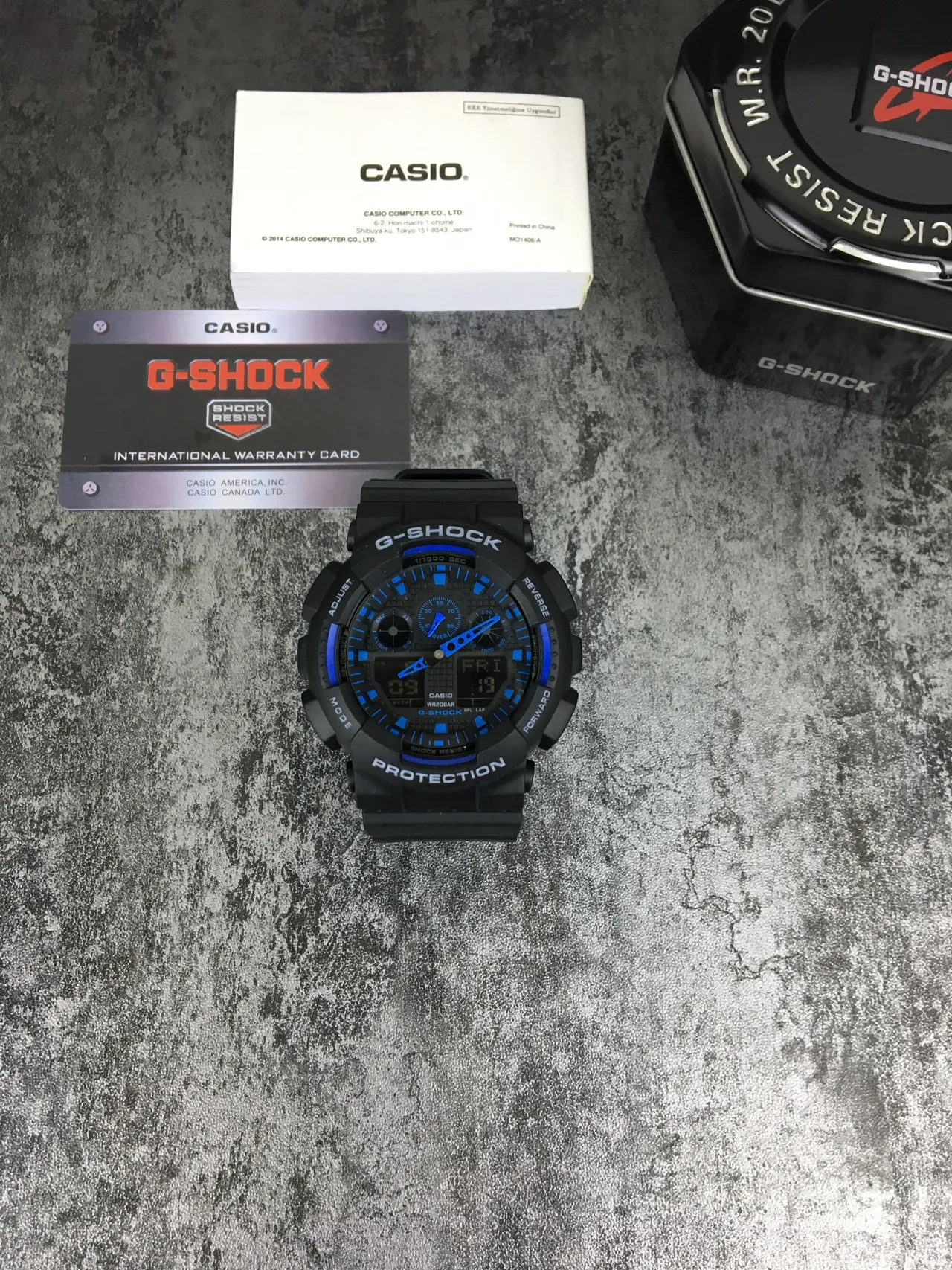 Casio G-Shock GA-100 Preto e Azul Relógio Esportivo 3