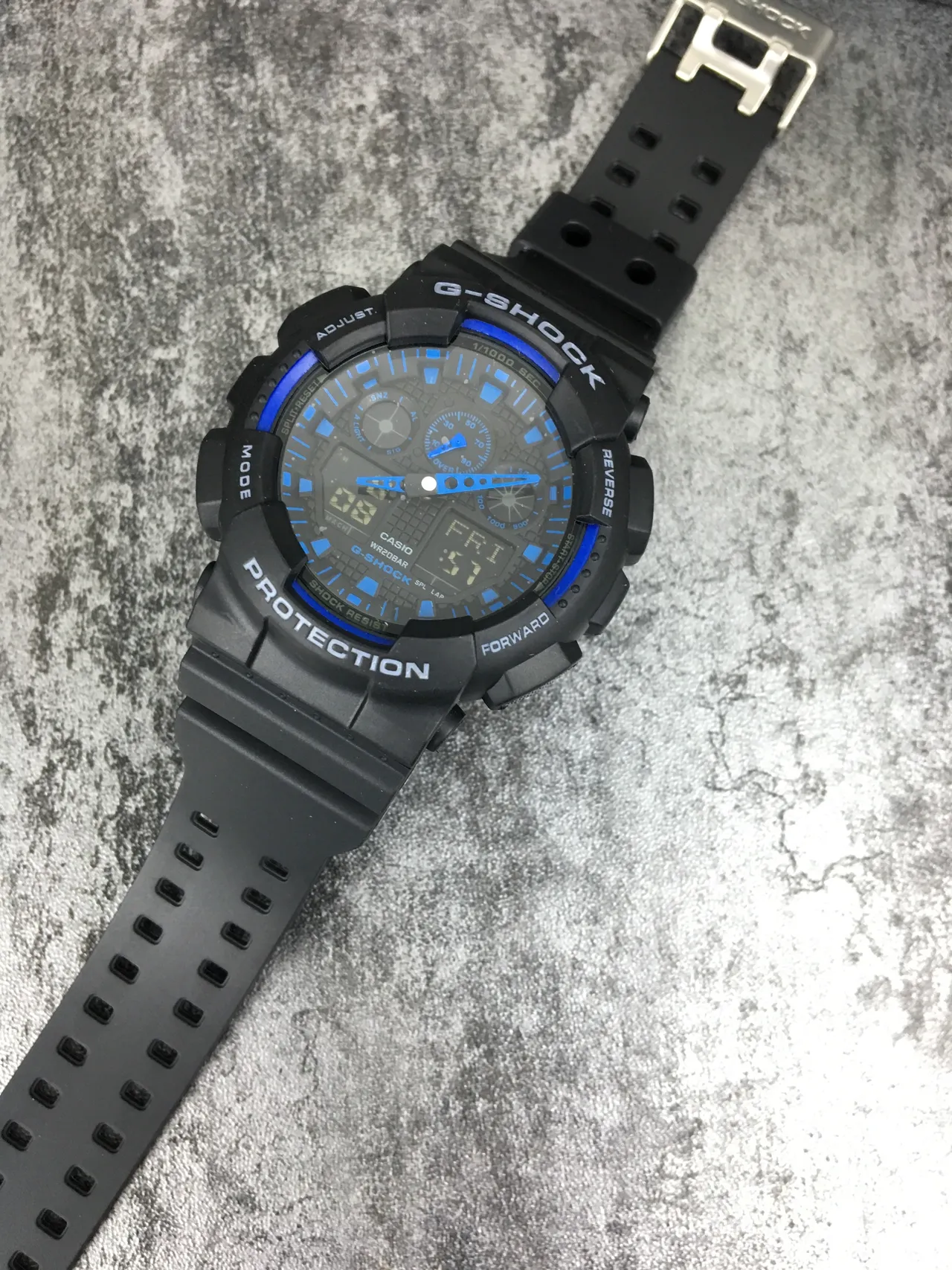 Casio G-Shock GA-100 Preto e Azul Relógio Esportivo 6