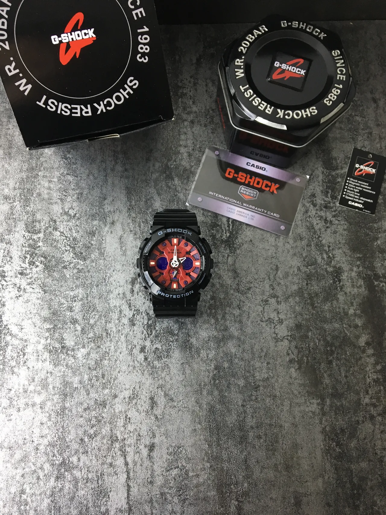 Casio G-Shock GA-100 Red Orange Black Sports Watch 2