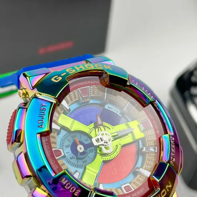 Casio Multicolor Hexagonal Case Iridescent Rainbow Coating Watch 4