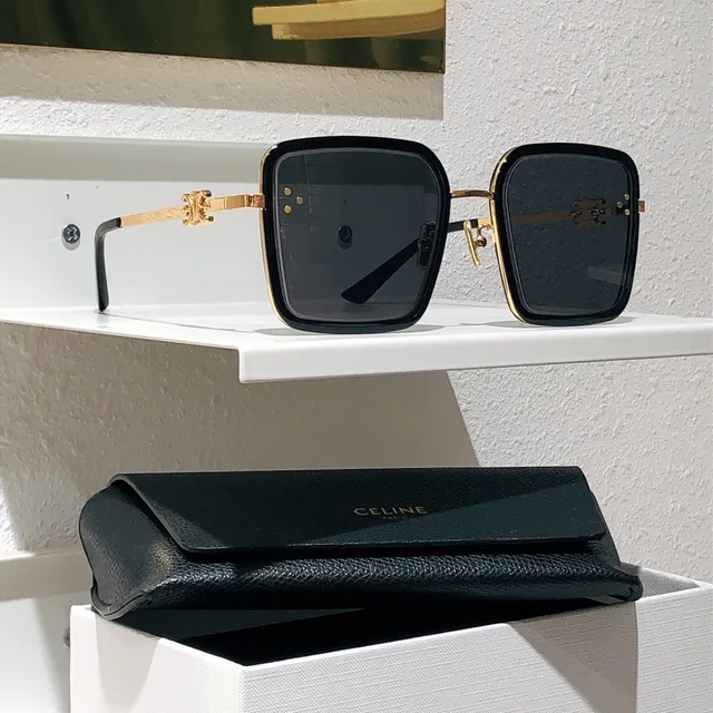 Celine Ava Black Silver Square Oversized Frame Acetate Rim Optical Glasses 5