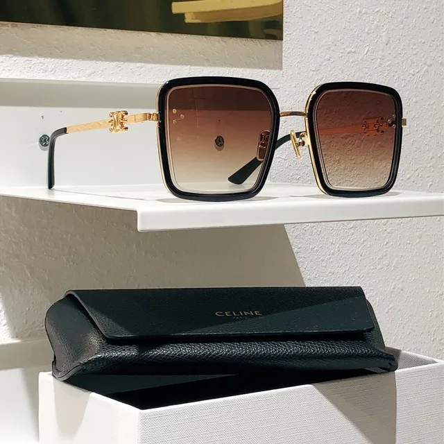 Celine Ava Black Silver Square Oversized Frame Acetate Rim Optical Glasses 9